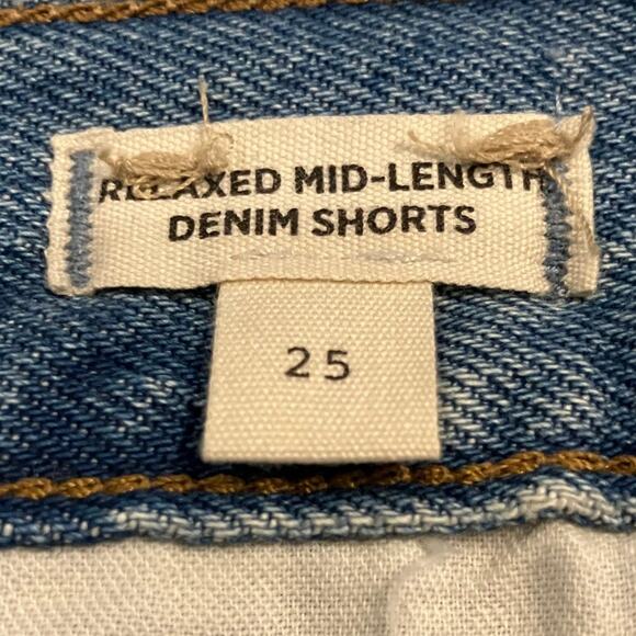 Madewell Womens Shorts Blue Denim Relaxed Mid Length Distressed 100% Cotton 25 - Picture 5 of 12
